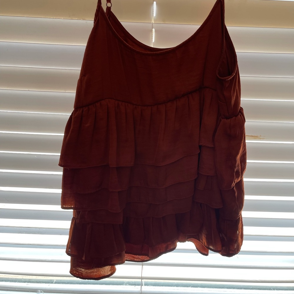 Burnt orange ruffle top